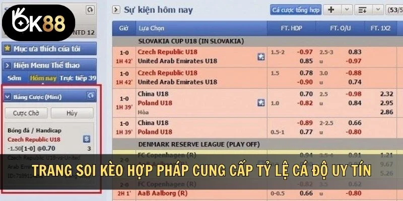 Trang soi kèo hợp pháp cung cấp tỷ lệ cá độ uy tín